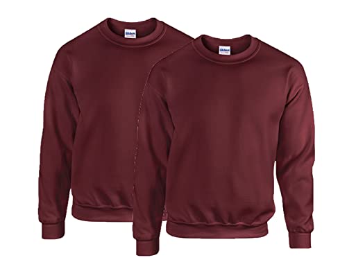 Gildan 2er Herren Sweatshirt Heavy Blend Sweat M L XL 2XL 3XL 4XL 5XL in verschiedenen Farbsets & HLKauf-Block (2X Maroon & 1x HLKauf-Block, XL) von Gildan