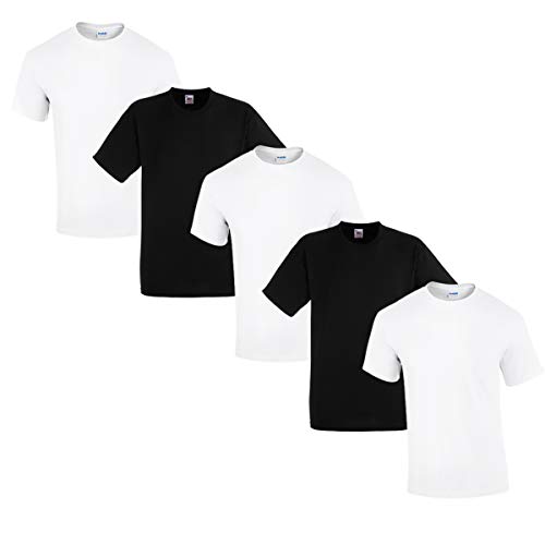 Gildan 5 Stück Heavy Cotton T-Shirt Herren Shirt S - 3XL Schwarz WeiÃŸ (XL, 3Weiss/2Schwarz) von Gildan