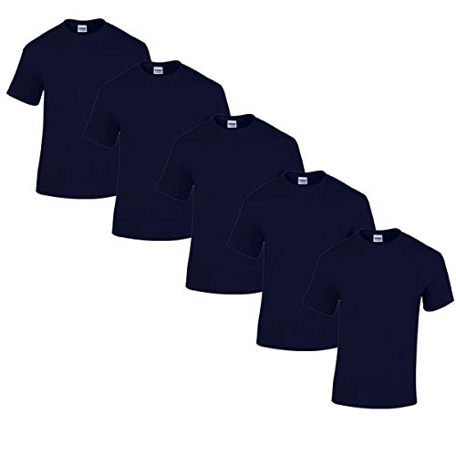 Gildan 5 Stück Heavy Cotton T-Shirt Herren Shirt S - 3XL Schwarz Weiß (XL, Navy) von Gildan
