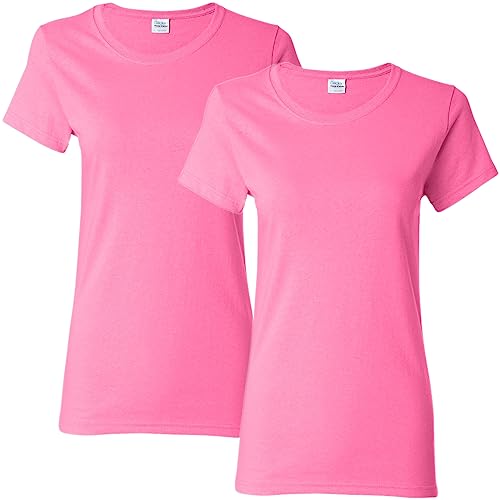 Gildan Damen Erwachsene, schwere Baumwolle, 2er-Pack T-Shirt, Azalee, Groß Gildan Damen Erwachsene, schwere Baumwolle, 2er-Pack T-Shirt, Azalee, Groß von Gildan