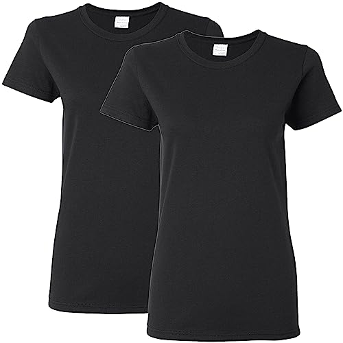 Gildan Damen Erwachsene, schwere Baumwolle, 2er-Pack T-Shirt, Schwarz, 3X-Groß von Gildan