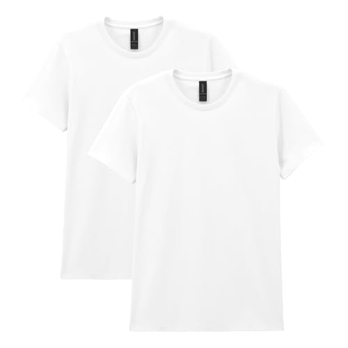 Gildan Damen Erwachsene, Schwere Baumwolle, 2er-Pack T-Shirt, Weiß, Mittel von Gildan