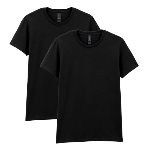 Gildan Damen Erwachsene, Schwere Baumwolle, 2er-Pack T-Shirt, schwarz, X-Groß von Gildan