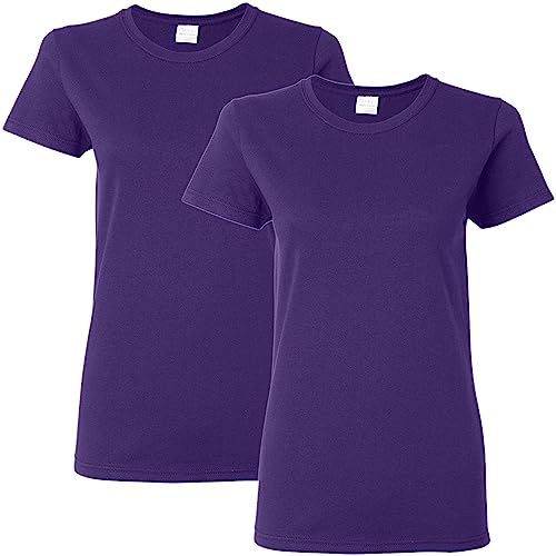 Gildan Damen Erwachsene, schwere Baumwolle, 2er-Pack T-Shirt, violett, Mittel von Gildan