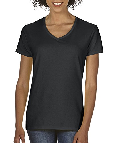 Gildan Damen Kurzarm T-Shirt mit V-Ausschnitt (2XL) (Schwarz) XXL,Schwarz von Gildan