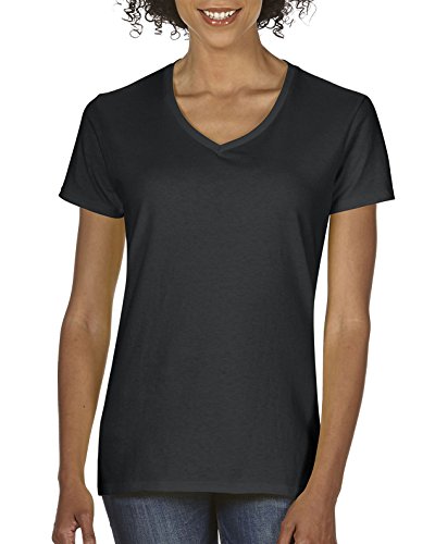 Gildan Damen Kurzarm T-Shirt mit V-Ausschnitt (L) (Schwarz) von Gildan