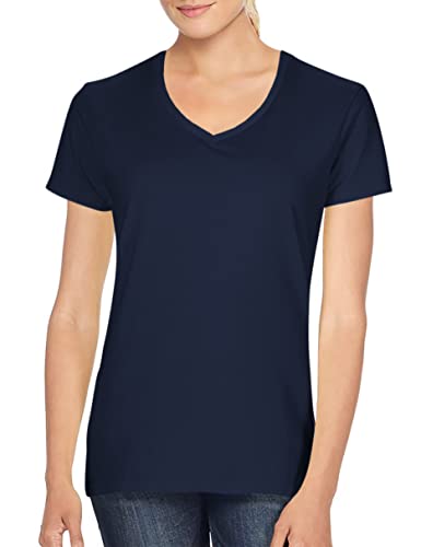 Gildan Damen Kurzarm T-Shirt mit V-Ausschnitt (M) (Marineblau) M,Marineblau von Gildan