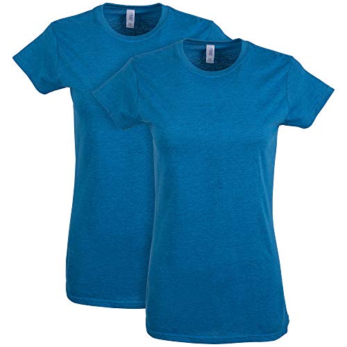 Gildan Damen Softstyle Baumwolle Style G64000l 2er Pack T-Shirt, Antike Saphir, X-Groß von Gildan