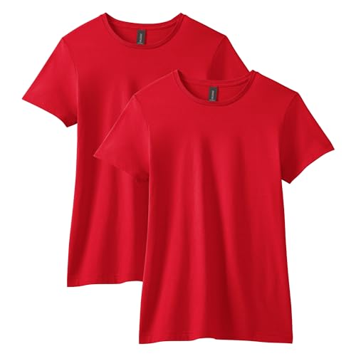Gildan Damen Softstyle Cotton, Style G64000l, Multipack T-Shirt, Rot (2er-Pack), Klein von Gildan