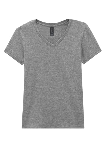 Gildan Damen Softstyleâ Ladies' V-Neck T-Shirt Tshirt, Sport Grau (RS), M von Gildan
