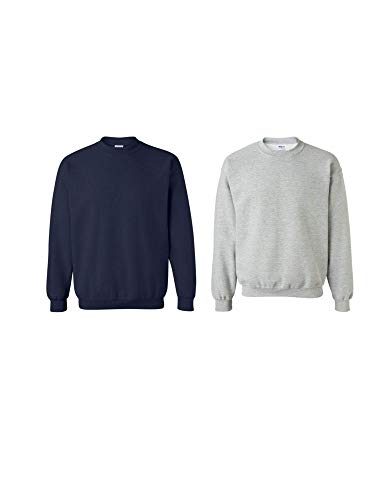 Gildan G180 Sweatshirt mit Rundhalsausschnitt, 220 g, 50/50, Marineblau/Sportgrau (2er-Pack), Large von Gildan