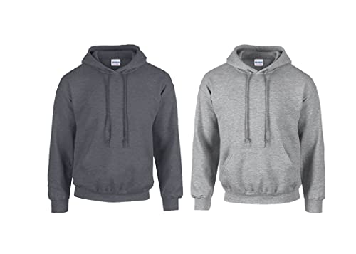 Gildan GD057 Kapuzen-Sweatshirt Heavy Blend (XXL, 1x Anthrazit + 1x Sportgrey + 1x HL Kauf Notizblock) von Gildan