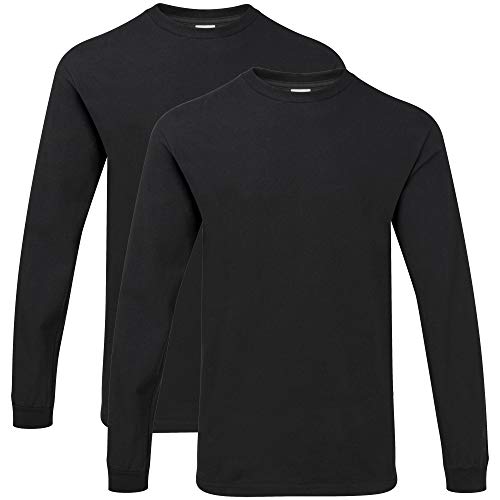 Gildan Herren Adult Long Sleeve T-Shirt, Schwarz (2er-Pack), X-Groß von Gildan