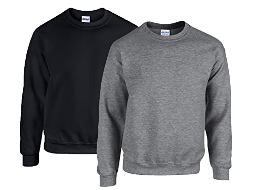 Gildan - Heavy Blend Sweatshirt - S, M, L, XL, XXL, 3XL, 4XL, 5XL /1x Schwarz + 1x Graphit + 1x HL Kauf Notizblock, XL von Gildan