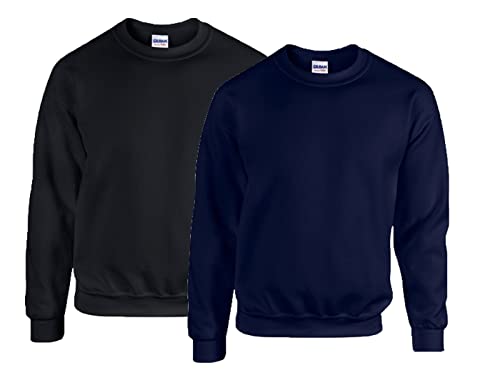 Gildan - Heavy Blend Sweatshirt - S, M, L, XL, XXL, 3XL, 4XL, 5XL /1x Schwarz + 1x Navy + 1x HL Kauf Notizblock, XL von Gildan