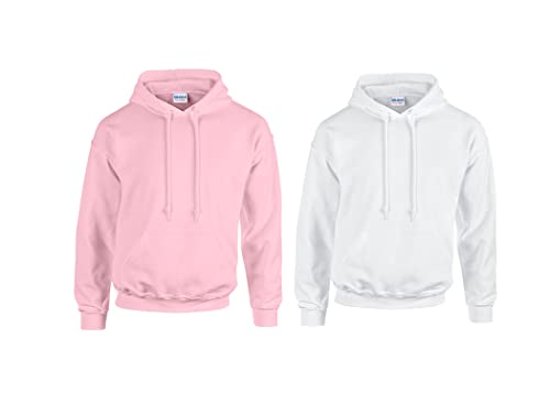 Gildan HeavyBlend, Hooded Sweatshirt L,1x Light Pink, 1x Weiss & 1 HLKauf Block von Gildan