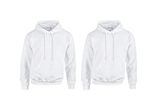 Gildan HeavyBlend, Hooded Sweatshirt L,2X Weiss & 1 HLKauf Block von Gildan