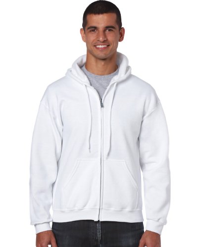 Gildan Heavyweight Full Zip Hooded Sweat, White, L von Gildan