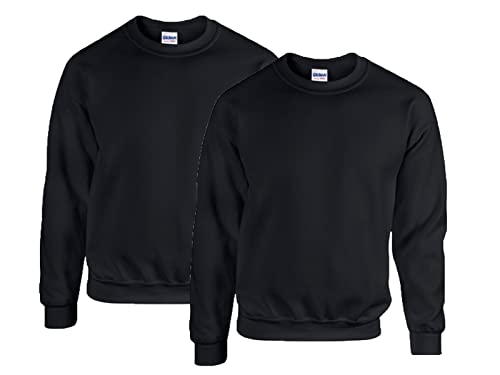 Gildan Herren 50/50 Adult Crewneck Sweat Sweatshirt 2X Schwarz + 1x HL Kauf Notizblock, 4XL von Gildan