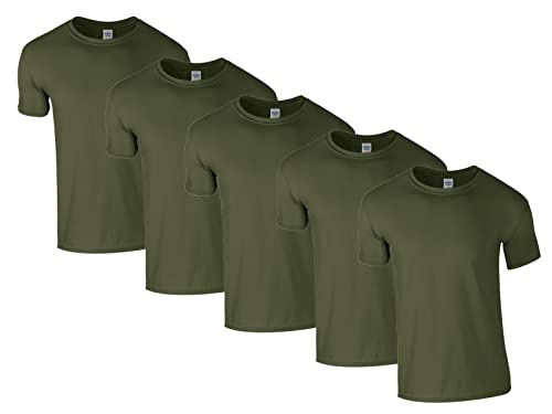 Gildan Herren 64000 T-Shirt, 5X Military Green & 1 HLKauf Block, M (5er Pack) von Gildan