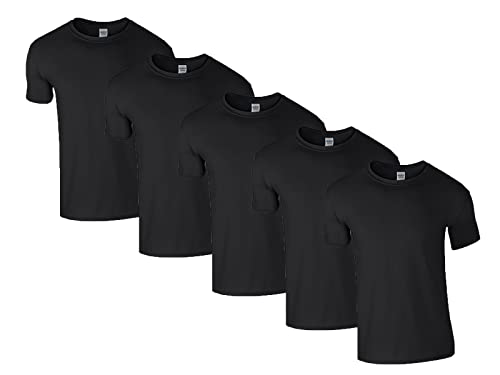 Gildan Herren 64000 T-Shirt, 5X Schwarz & 1 HLKauf Block, 3XL (5er Pack) von Gildan