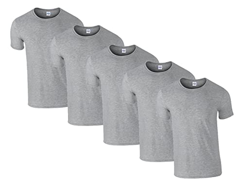 Gildan Herren 64000 T-Shirt, 5X Sportgrey & 1 HLKauf Block, M (5er Pack) von Gildan