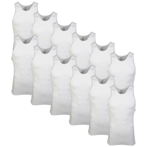 Gildan Herren A-Shirt Tanks, Multipack, Style G1104, Weiß (12er-Pack), L von Gildan