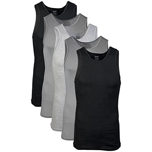 Gildan Herren A-Shirt Tanks, Multipack, Style G1104 Unterhemd, Schwarz/Sport Grey/Charcoal (5er-Pack), L von Gildan