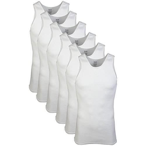 Gildan Herren A-Shirt Tanks, Multipack, Style G1104 Unterhemd, Weiß (6 Stück), L (6er Pack) von Gildan