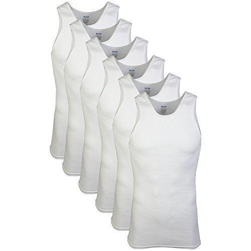 Gildan Herren A-Shirt Tanks, Multipack, Style G1104 Unterhemd, Weiß (6 Stück), Mittel (6er Pack) von Gildan