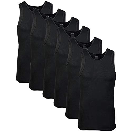 Gildan Herren A-Shirt Tanks, Multipack, Style G1104 Unterwäsche, Schwarz (6er-Pack), L von Gildan