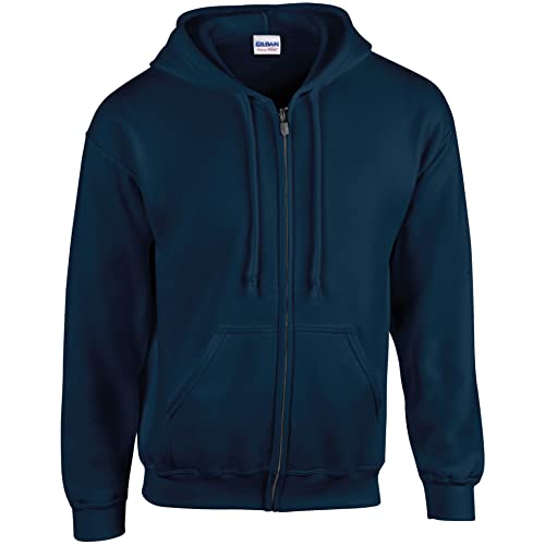 GILDAN Herren Adult 50/50 Cotton/Poly. Full Zip Hooded Sewat Sweatshirt, Blau (Navy), Small (Herstellergröße: S) von Gildan