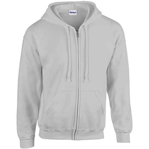 GILDAN Herren Adult 50/50 Cotton/Poly. Full Zip Hooded Sewat Sweatshirt, Grau (Sport Grey), X-Large (Herstellergröße: XL) von Gildan