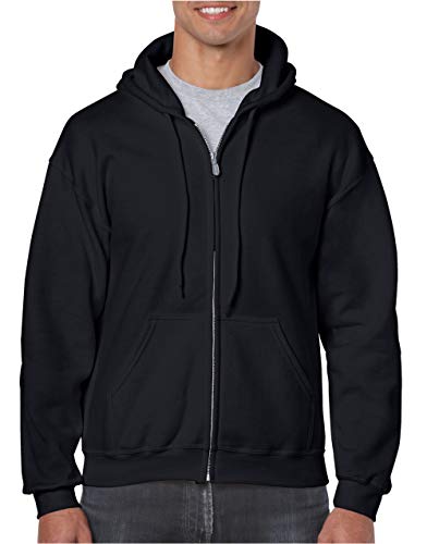 GILDAN Herren Adult 50/50 Cotton/Poly. Full Zip Hooded Sewat Sweatshirt, Schwarz (Black), Small (Herstellergröße: S) von Gildan