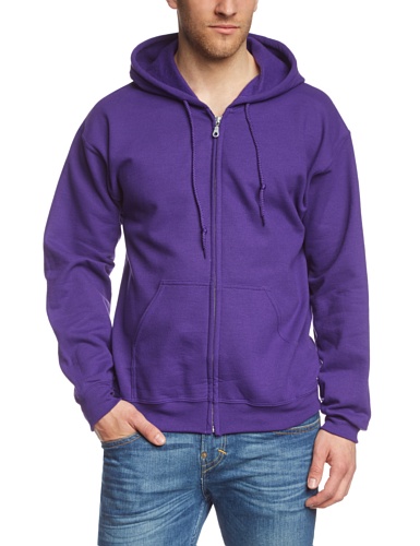 GILDAN Herren Adult 50/50 Cotton/Poly. Full Zip Hooded Sewat Sweatshirt, Violett (Purple), Large (Herstellergröße: L) von Gildan