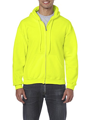 GILDAN Herren Adult 50/50 Cotton/Poly. Full Zip Hooded Sweat /18600 Kapuzenpullover, Gelb (Safety Green 188), Large (Herstellergröße: L) von Gildan