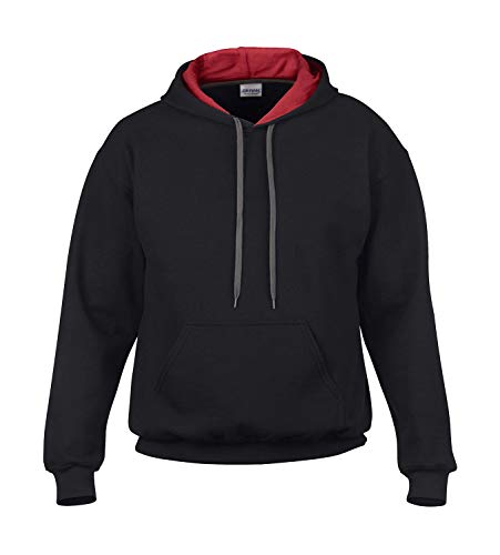 Gildan Erwachsene 50/50 Kapuzenpullover uni 18500 Gr. M, schwarz / rot von Gildan