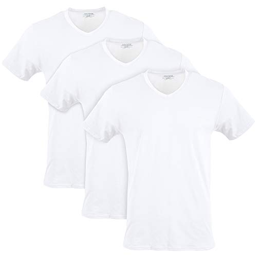 Gildan Herren Baumwoll-Stretch-T-Shirts, Multipack Unterwäsche, Artic White (V-Ausschnitt 3er-Pack), Mittel von Gildan