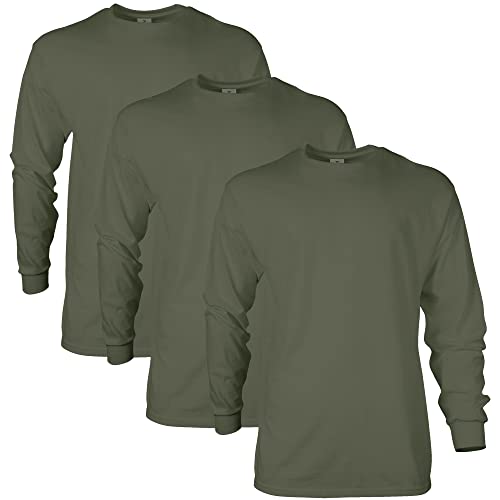 Gildan Unisex-Erwachsene Herren Baumwolle G2400 T-Shirt, Militärgrün (3er-Pack), XXL von Gildan