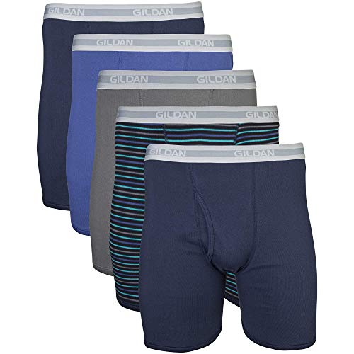 Gildan Herren Underwear Boxer Briefs, Multipack Retroshorts, Marineblau, 5 Stück, Large (5er Pack) von Gildan