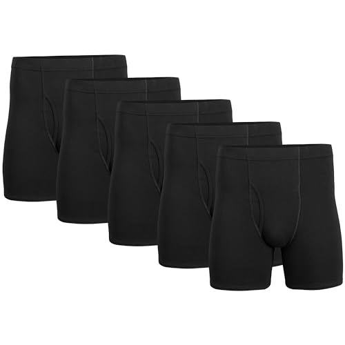 Gildan Herren Boxershorts mit verdecktem Bund, Multipack Retroshorts, Schwarz (5er-Pack), Large von Gildan