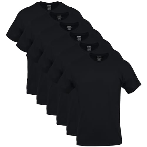 Gildan Herren Crew T-Shirts, Multipack, Style G1100 Unterwäsche, Schwarz (6er-Pack), Groß von Gildan