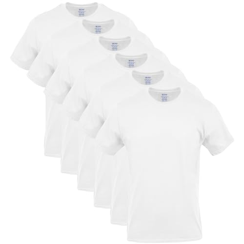 Gildan Herren Crew T-Shirts, Multipack Unterhemd, Weiß (6er Pack), Mittel von Gildan