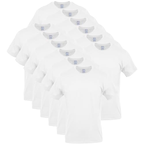 Gildan Herren Crew T-Shirts Multipack Style G1100 Unterwäsche, Weiß (12er Pack), L von Gildan