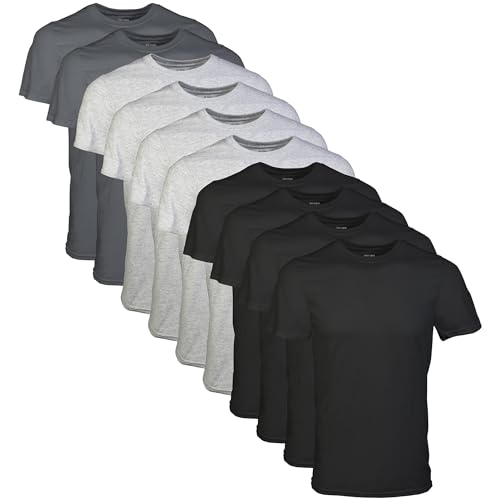 Gildan Herren Crew T-Shirts Multipack Style G1100, Schwarz/Sportgrau/Anthrazit (10er-Pack), Klein von Gildan