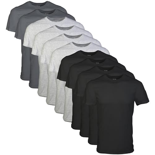Gildan Herren Crew T-Shirts Multipack Style G1100, Schwarz/Sportgrau/Anthrazit (10er-Pack), L von Gildan