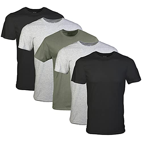 Gildan Herren Crew T-Shirts, Multipack, Style G1100 Unterwäsche, Schwarz/Sportgrau/Militärgrün (5er-Pack), Mittel von Gildan