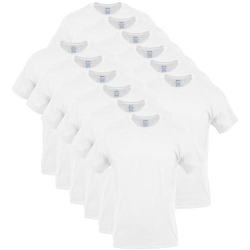 Gildan Herren Crew T-Shirts Multipack Style G1100 Unterwäsche, Weiß (12er Pack), Klein von Gildan