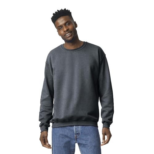 Gildan Herren Sweatshirt aus Fleece mit Rundhalsausschnitt, Stil G18000 T-Shirt, Dunkles Erika, L Gildan Herren Sweatshirt aus Fleece mit Rundhalsausschnitt, Stil G18000 T-Shirt, Dunkles Erika, L von Gildan