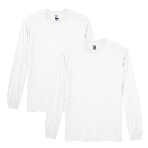 Gildan Herren DryBlend Long Sleeve T-Shirt, Style G8400, 2-Pack Hemd, Weiss/opulenter Garten, XX-Large (2er Pack) von Gildan